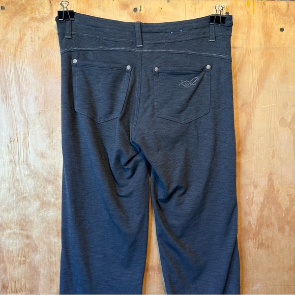 Kuhl Mova Straight Leg Charcoal Gray Heather Knit Stretch Low Rise Pant - Picture 6 of 14